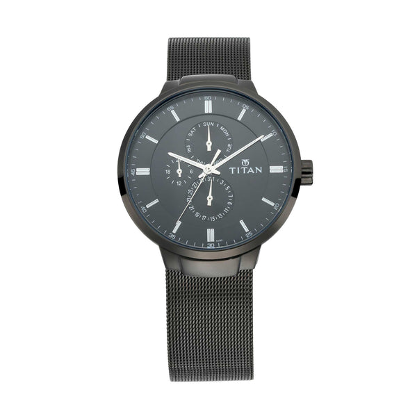 Titan Workwear Black Dial Multi Stainless Steel Strap watch for Men