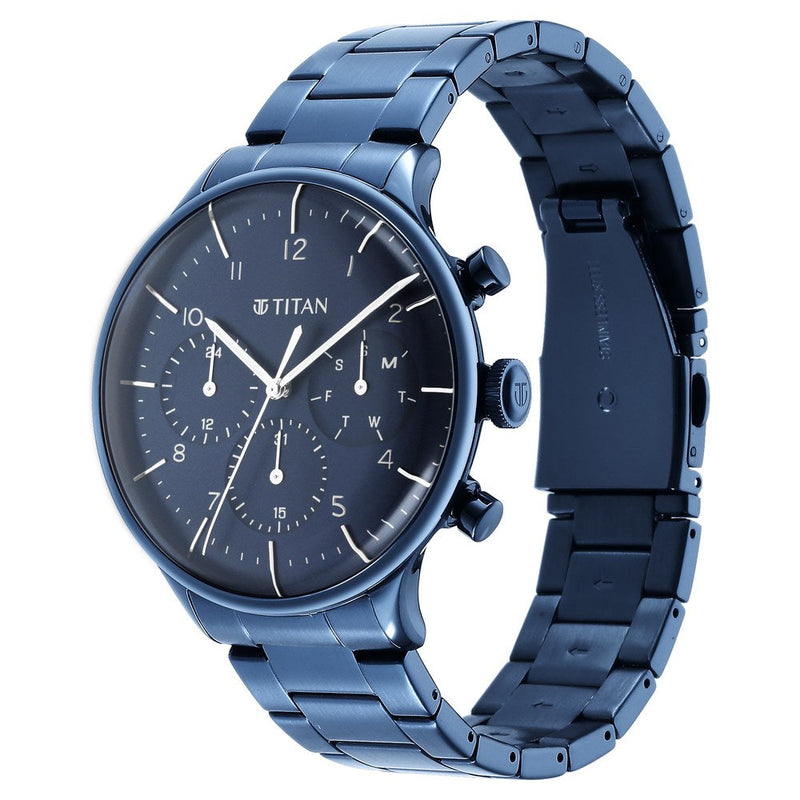 Titan Urban Magic Blue Dial Multial Stainless Steel Strap watch for Men