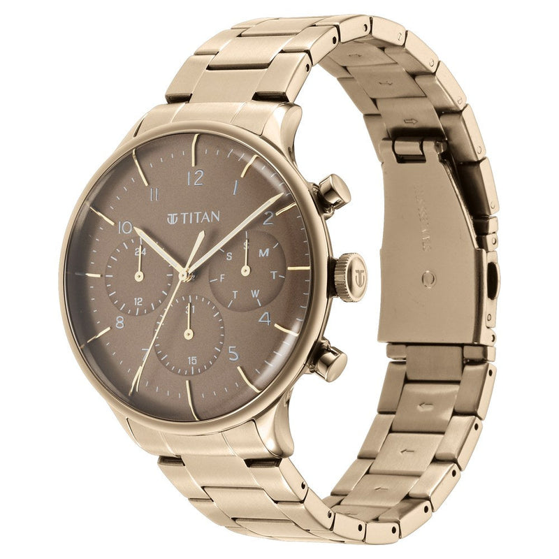 Titan Urban Magic Brown Dial Multial Stainless Steel Strap watch for Men