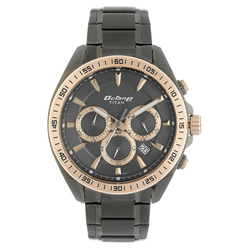 Titan Quartz Chronograph Black Dial Stainless Steel Strap Watch for Men