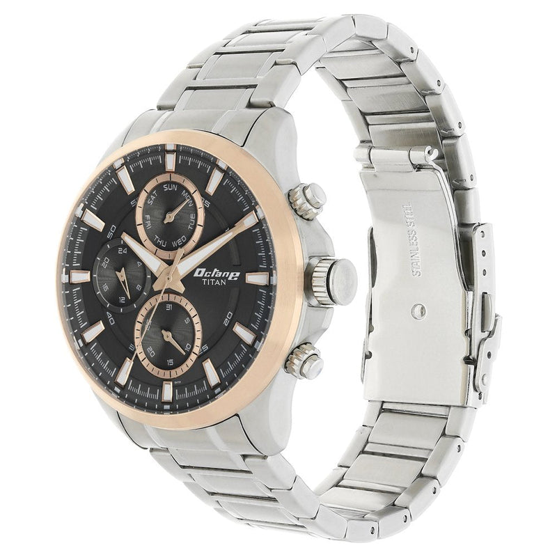 Titan Octane Black Dial Multi Stainless Steel Strap watch for Men