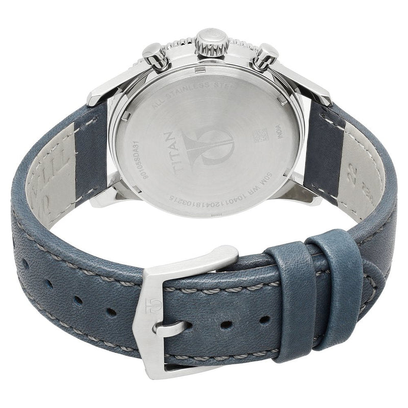 Titan Chronograph Blue Dial Leather Strap watch for Men