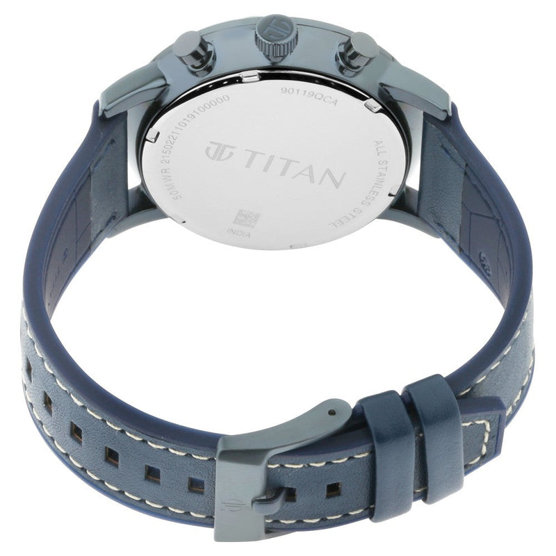 Titan Athleisure Silver Dial Multi Leather Strap Watch for Men