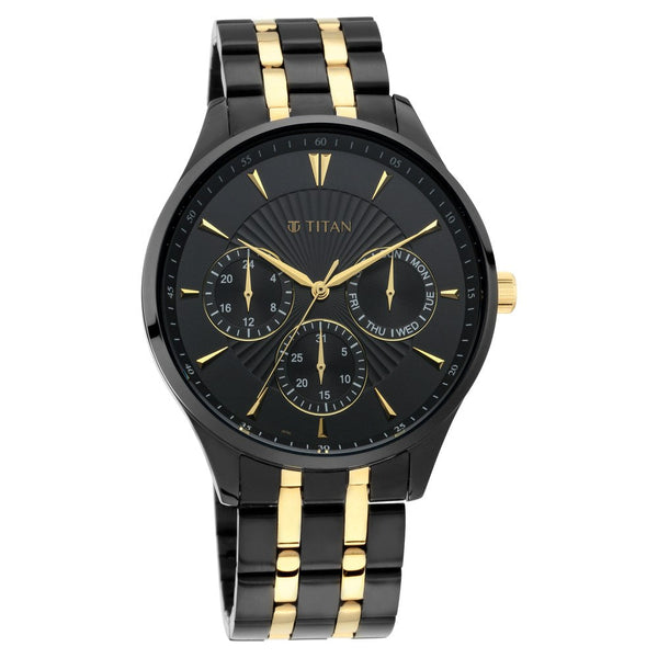 Titan Regalia Opulent Black Dial Multi Stainless Steel Strap watch for Men