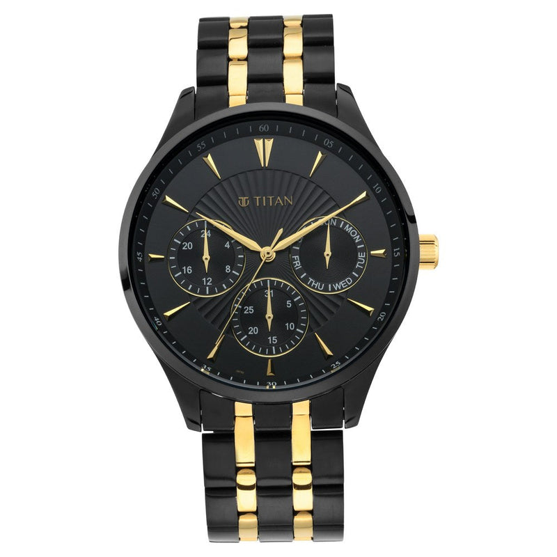 Titan Regalia Opulent Black Dial Multi Stainless Steel Strap watch for Men