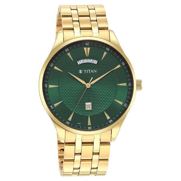 Titan Opulent III Green Dial Analog Stainless Steel Strap watch for Men