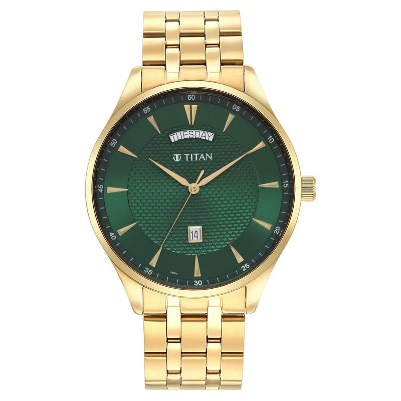 Titan Opulent III Green Dial Analog Stainless Steel Strap watch for Men