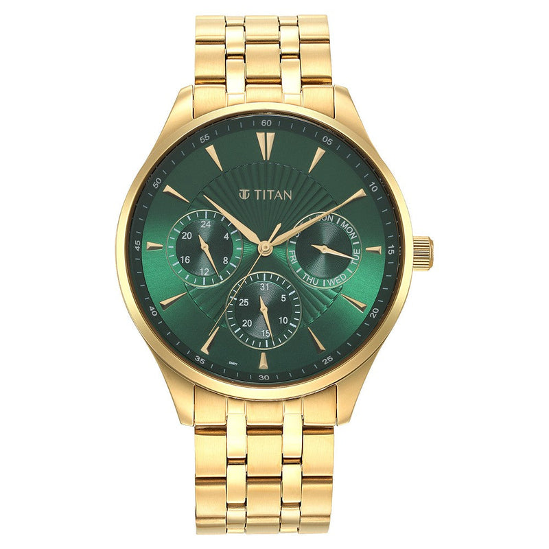 Titan Opulent III Green Dial Multi Stainless Steel Strap watch for Men