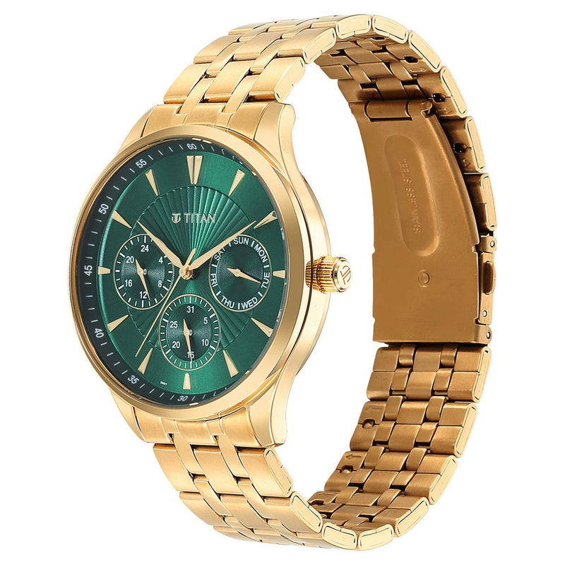 Titan Opulent III Green Dial Multi Stainless Steel Strap watch for Men