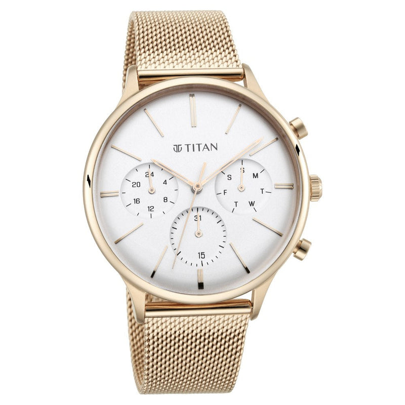 Titan Light Leathers Silver Dial Multi Stainless Steel Strap Watch for Men