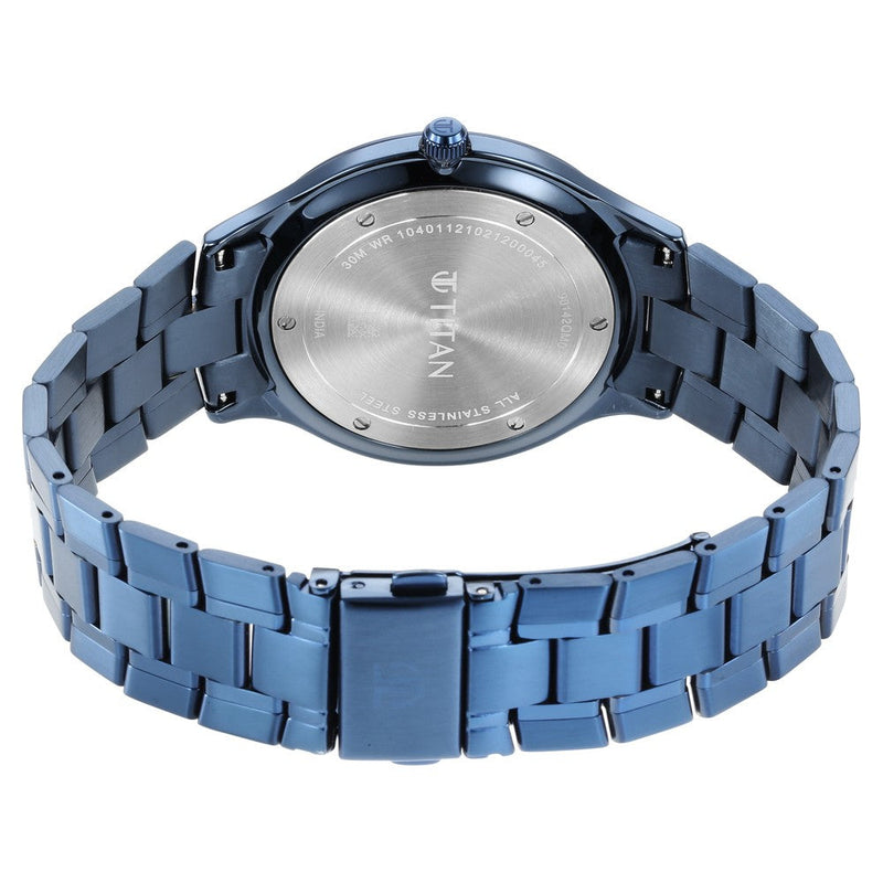 Titan Classique Slimline Blue Dial Analog Quartz Stainless Steel Strap watch for Men