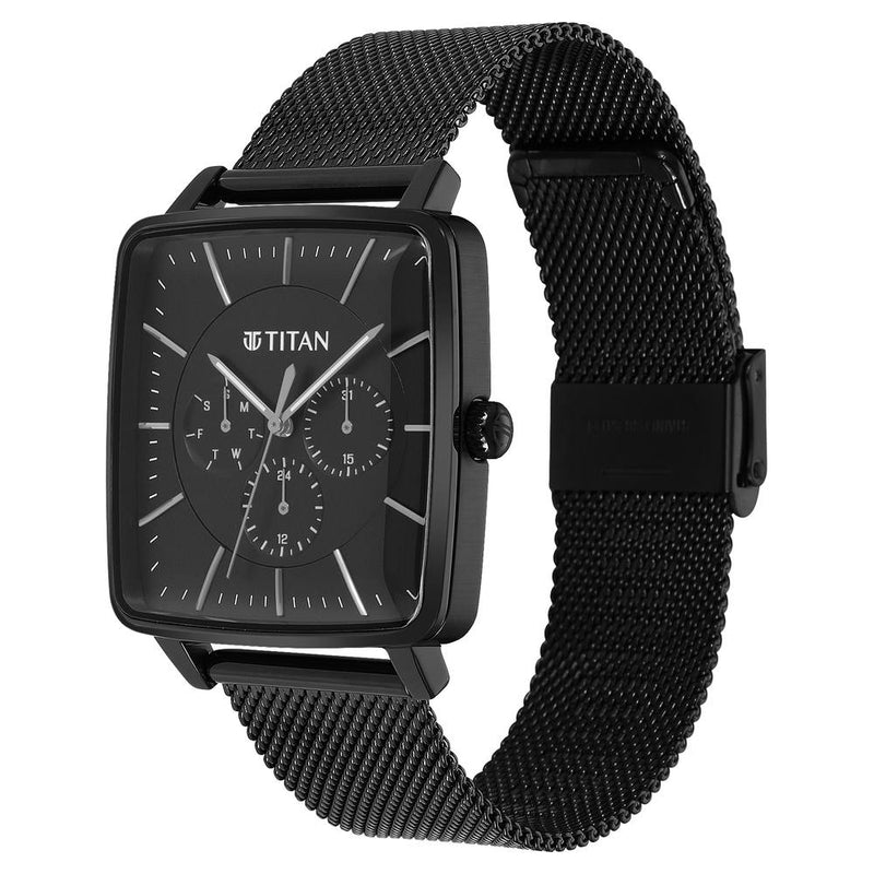 Titan Avant Garde Black Dial Multi Stainless Steel Strap watch for Men