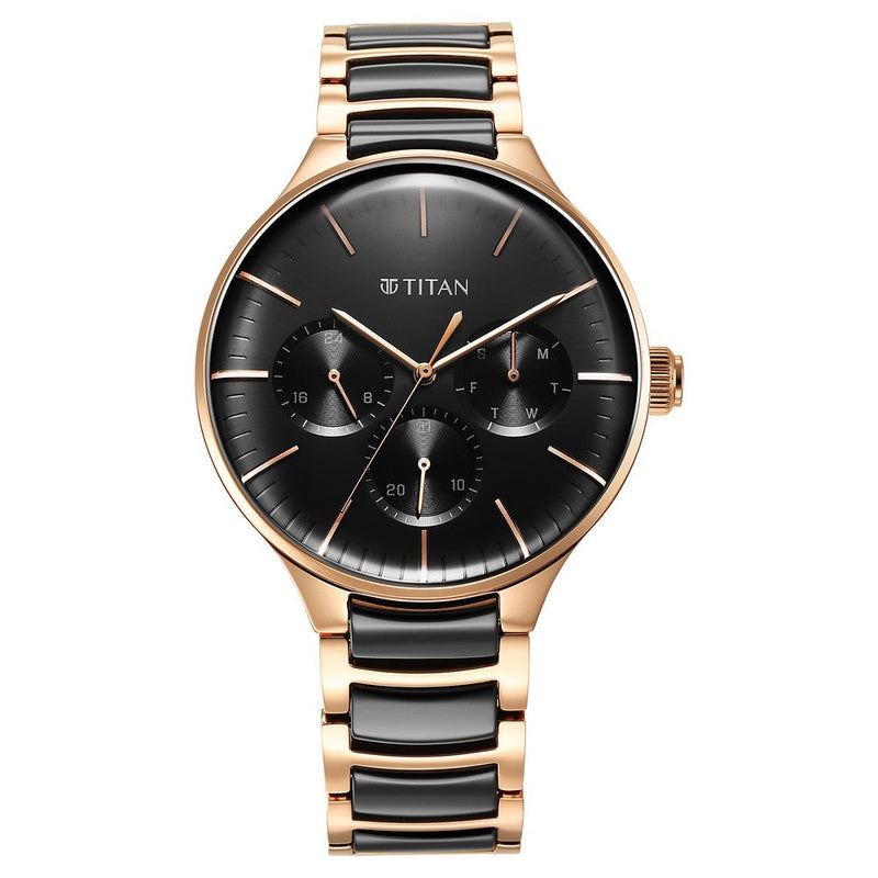 Titan Ceramic Fusion Anthracite Dial Multi Stainless Steel Strap Watch for Men