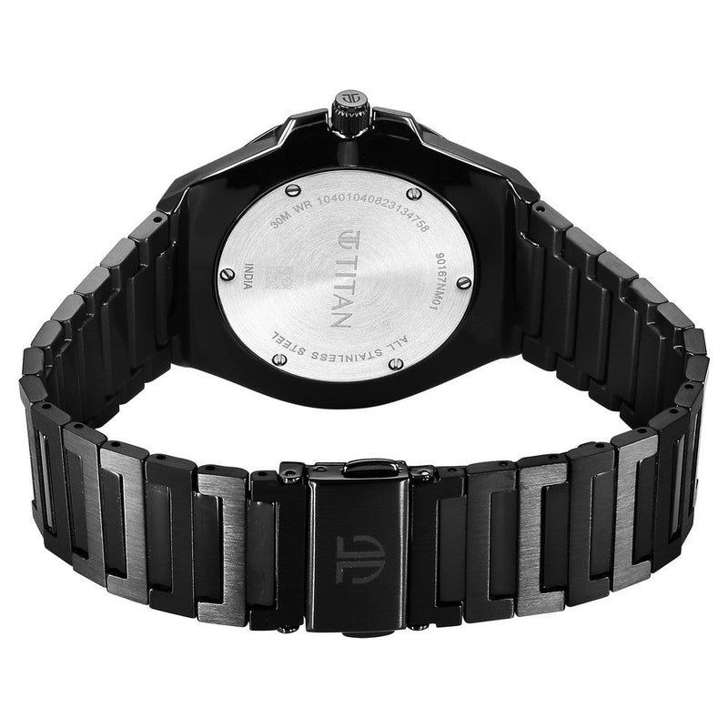 Titan Classique Slim Quartz Analog with Date Black Dial Stainless Steel Strap Watch for Men