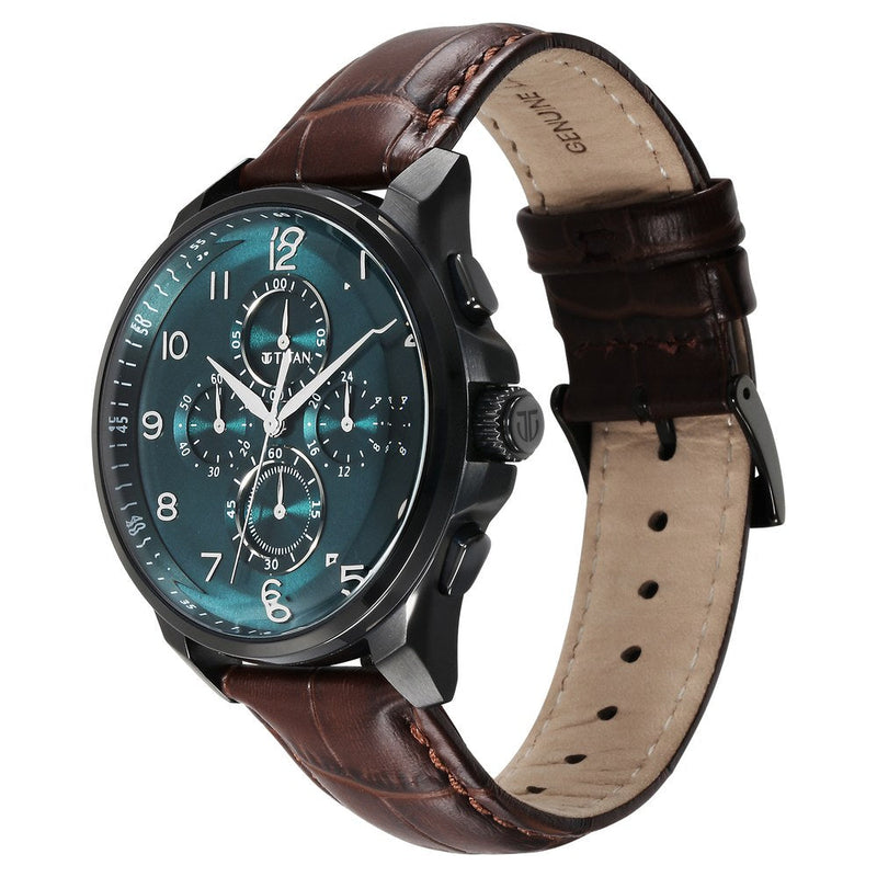 Titan Classic Chrono Blue Dial Multi Stainless Steel Strap watch for Men