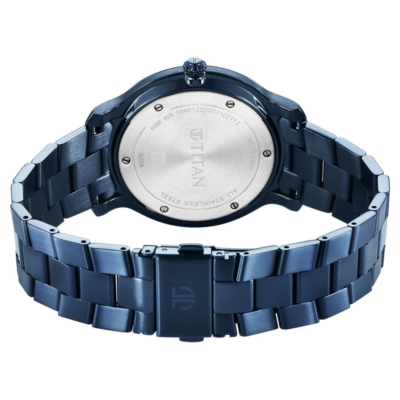 Titan Classic Distincta Blue Dial Analog with Date Stainless Steel Strap watch for Men