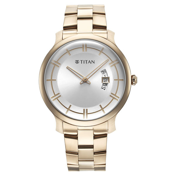 Titan Classic Distincta Silver Dial Analog with Date Stainless Steel Strap watch for Men