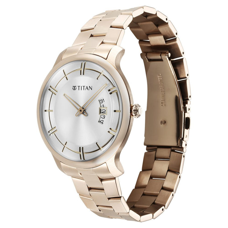 Titan Classic Distincta Silver Dial Analog with Date Stainless Steel Strap watch for Men