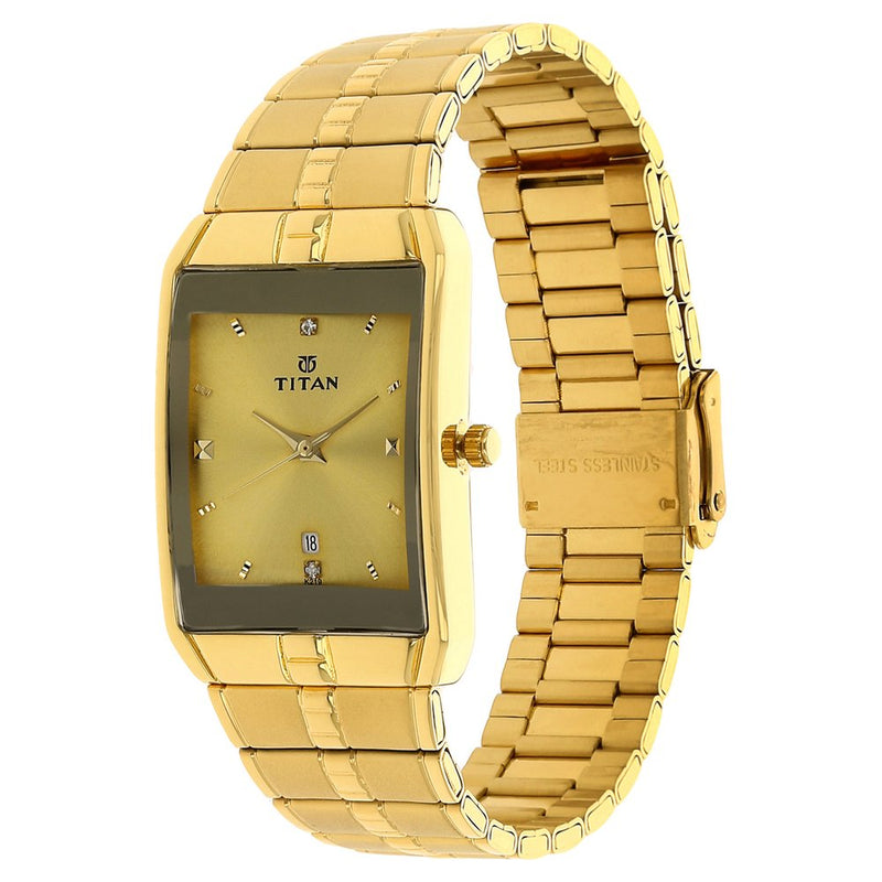 Titan Golden Dial Analog with DateMetal Strap watch for Men