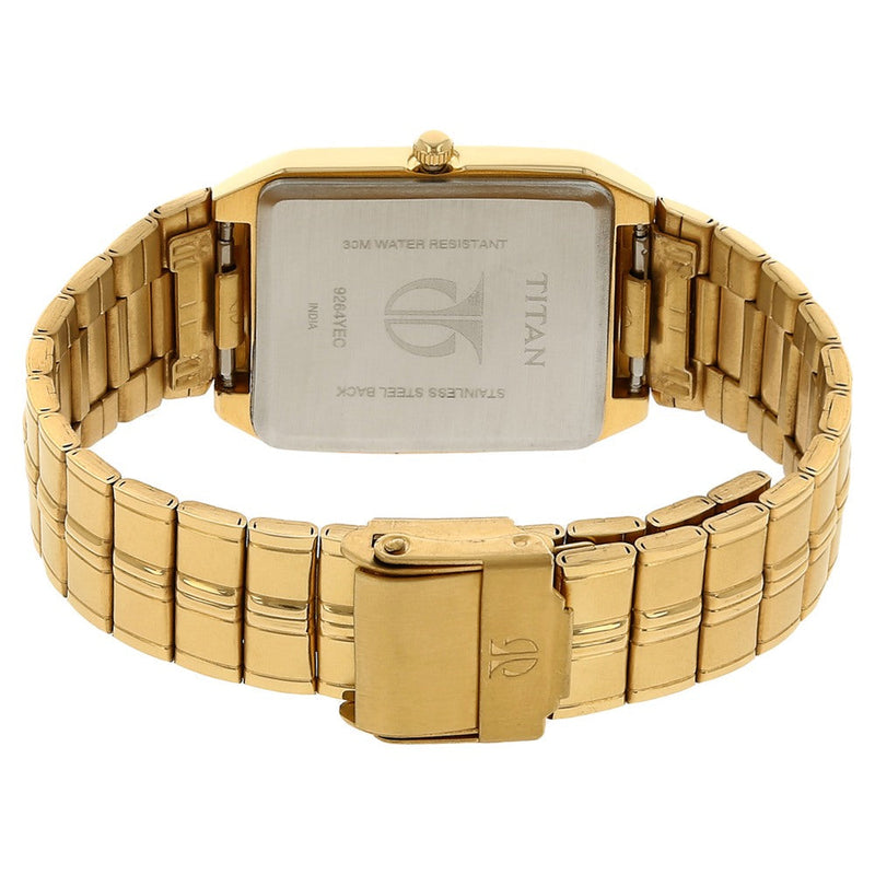 Titan Analog with Date Golden Dial Metal Strap watch for Men