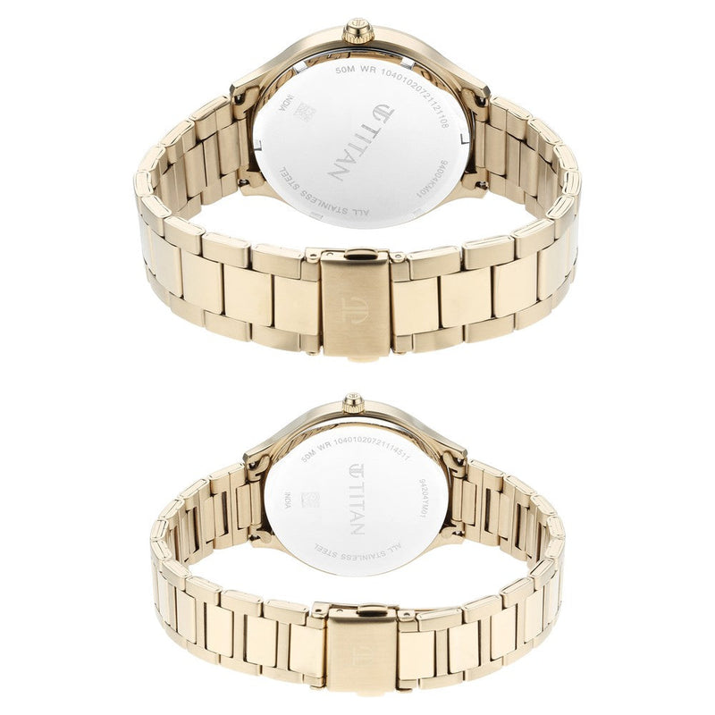 Titan Bandhan Silver Dial Multi Stainless Steel Strap watch for Couple.