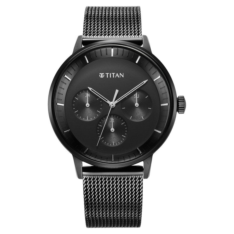 Titan Modern Classics Black Dial Multi Stainless Steel Strap watch for Men