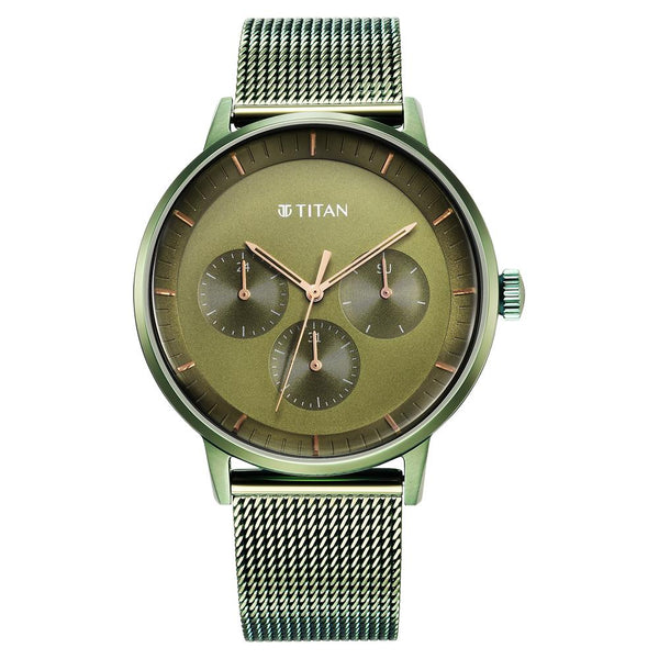 Titan Modern Classics Green Dial Multi Stainless Steel Strap Watch for Men