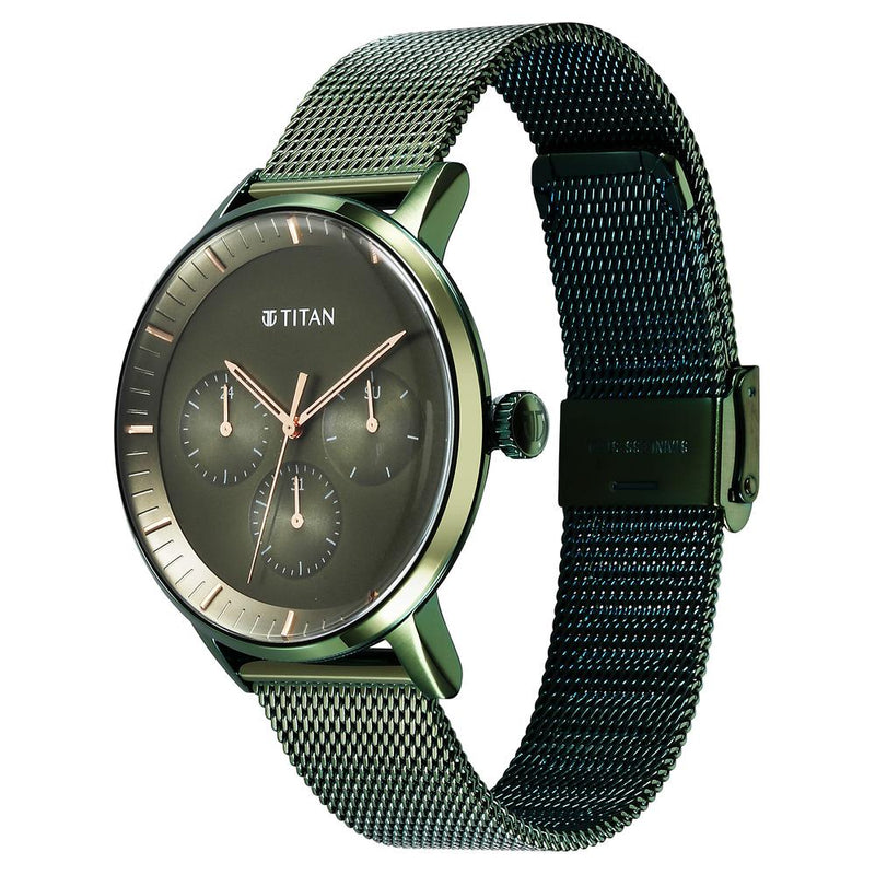 Titan Modern Classics Green Dial Multi Stainless Steel Strap Watch for Men