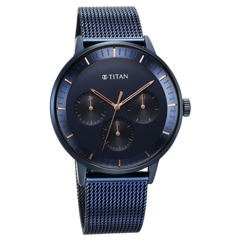 Titan Modern Classics Blue Dial Multi Stainless Steel Strap watch for Men