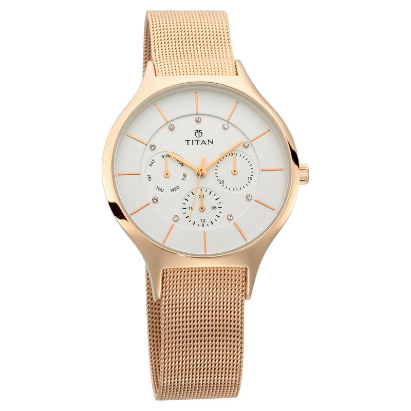 Titan Workwear White Dial Multi Metal Strap watch for Women