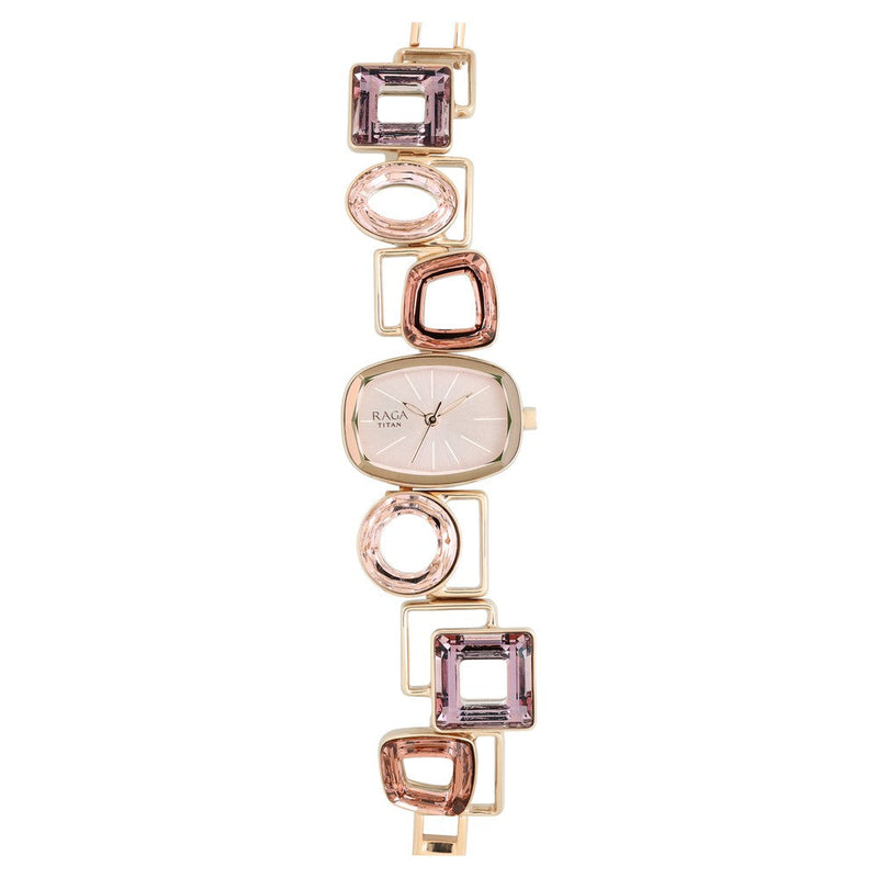 Titan Raga Facets Pink Dial Analog Stainless Steel Strap Watch for Women