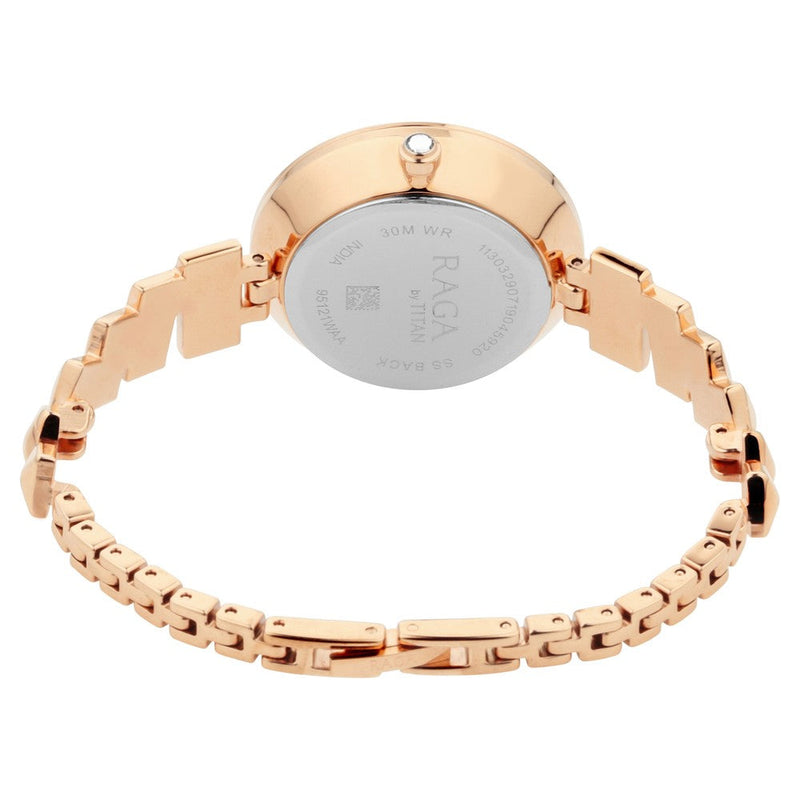 Titan Raga Facets Rose Gold Dial Women Watch With Stainless Steel Strap