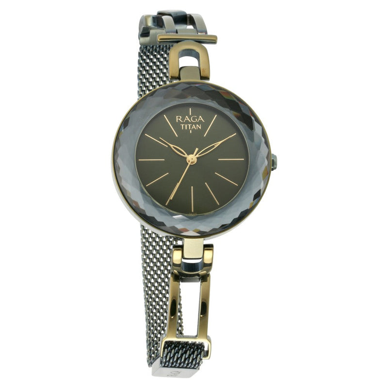 Titan Raga Facets Gun Dial Women Watch With Stainless Steel Strap