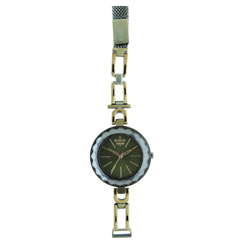 Titan Raga Facets Gun Dial Women Watch With Stainless Steel Strap