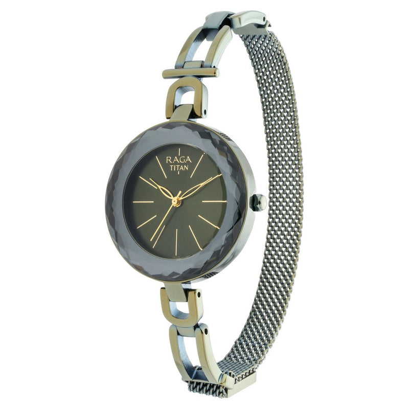 Titan Raga Facets Gun Dial Women Watch With Stainless Steel Strap