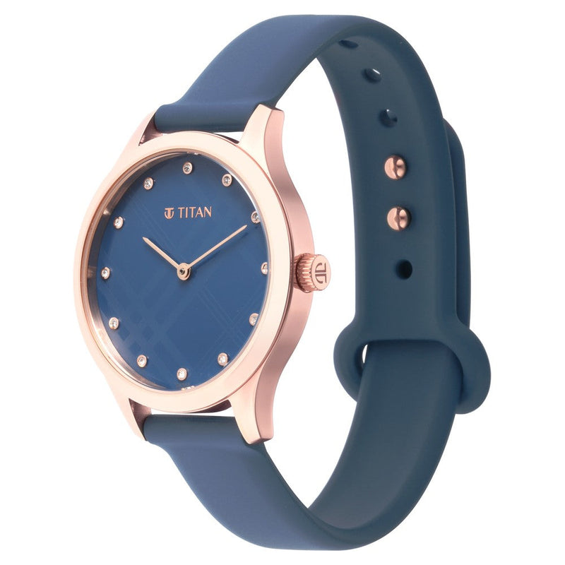 Titan Athleisure Blue Dial Analog Rubber Strap watch for Women