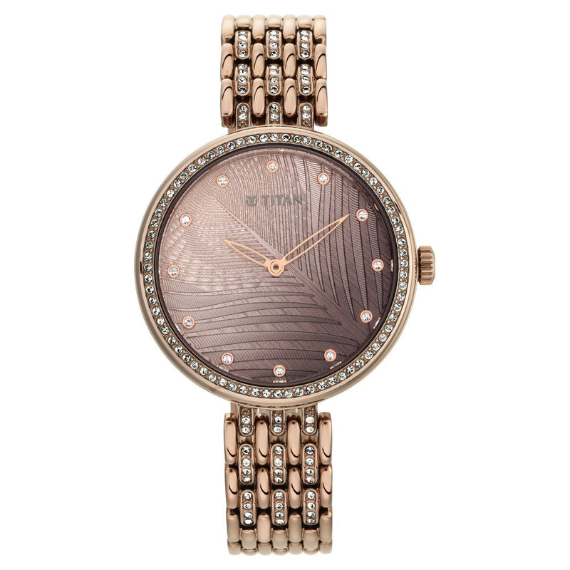 Titan Animalia Brown Dial Analog Stainless Steel Strap watch for Women