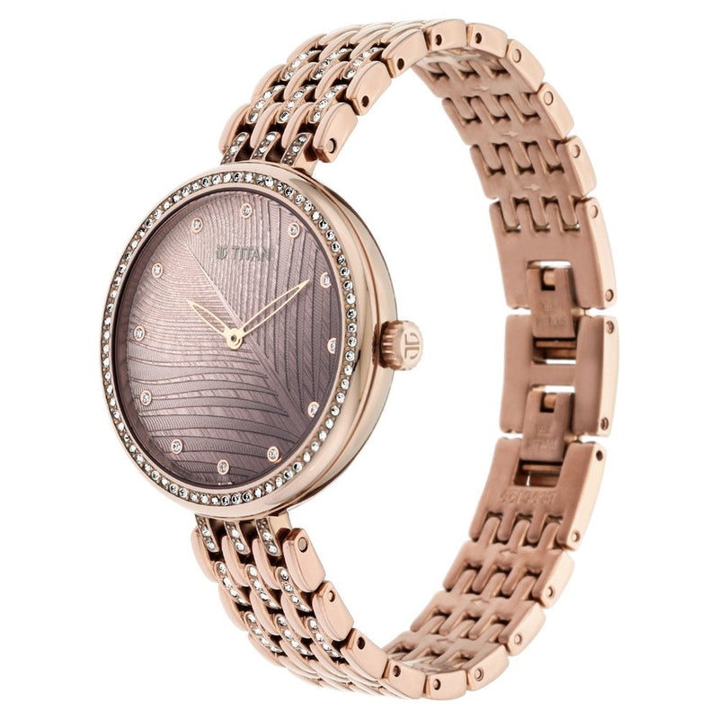 Titan Animalia Brown Dial Analog Stainless Steel Strap watch for Women