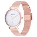 Titan Slimline White Dial Analog with Date Stainless Steel Strap watch for Women