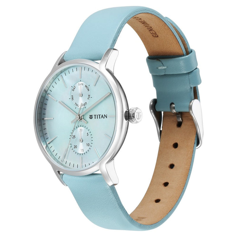 Titan Workwear Slimline Mother Of Pearl Dial Leather Strap Watch for Women