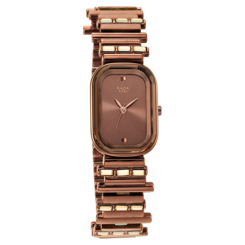 Titan Love All Brown Dial Analog Metal Strap Watch for Women