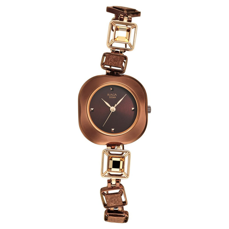 Titan Raga Love All Brown Dial Analog Metal Strap watch for WoMen