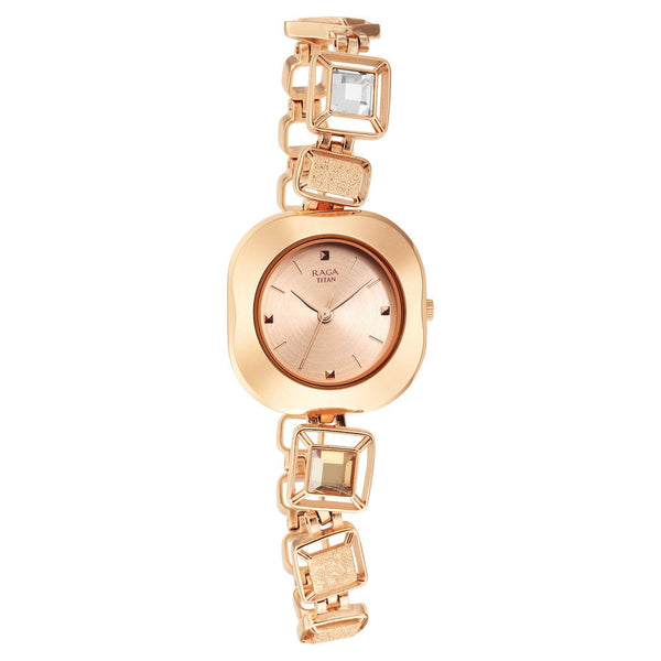 Titan Love All Rose Gold Dial Women Watch With Metal Strap