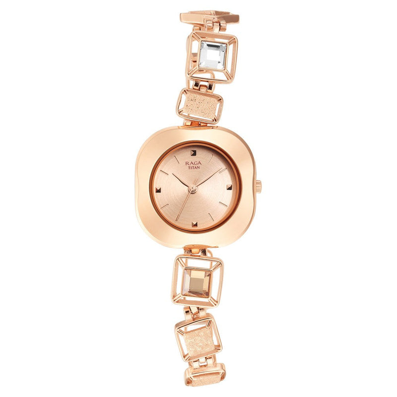 Titan Love All Rose Gold Dial Women Watch With Metal Strap