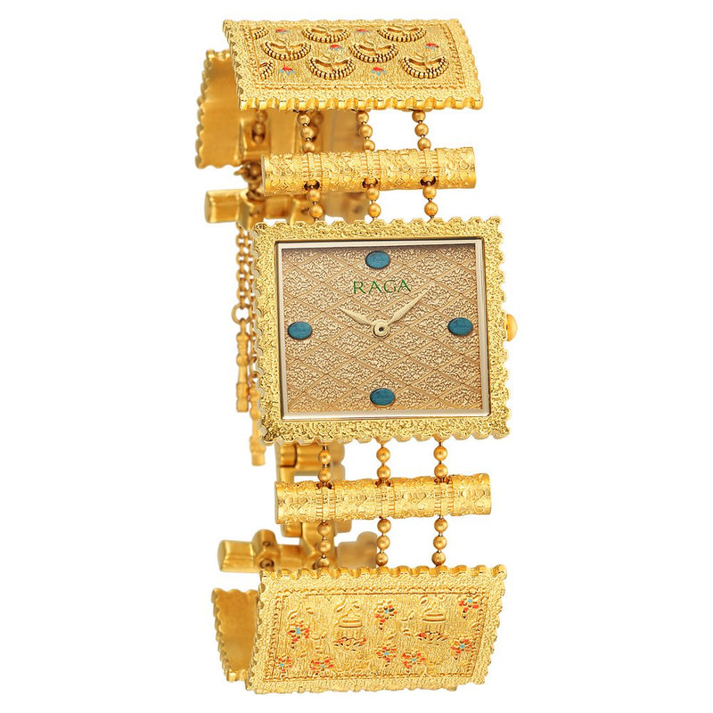 Titan Raga X Masaba Golden Dial Women Watch With Metal Strap