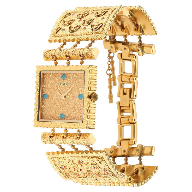 Titan Raga X Masaba Golden Dial Women Watch With Metal Strap