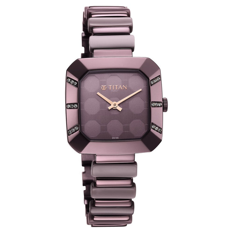 Glitz Purple Dial Metal & Plastic Strap Watch for Women