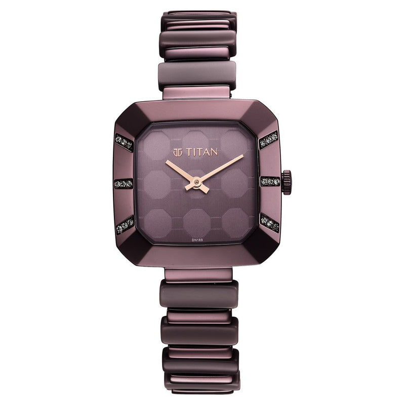 Glitz Purple Dial Metal & Plastic Strap Watch for Women