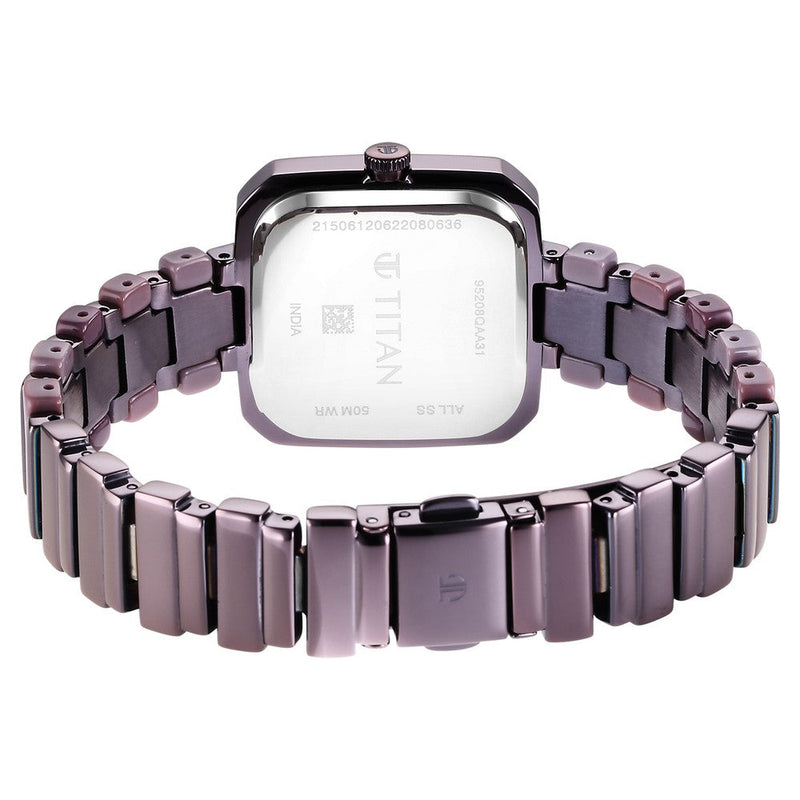 Glitz Purple Dial Metal & Plastic Strap Watch for Women