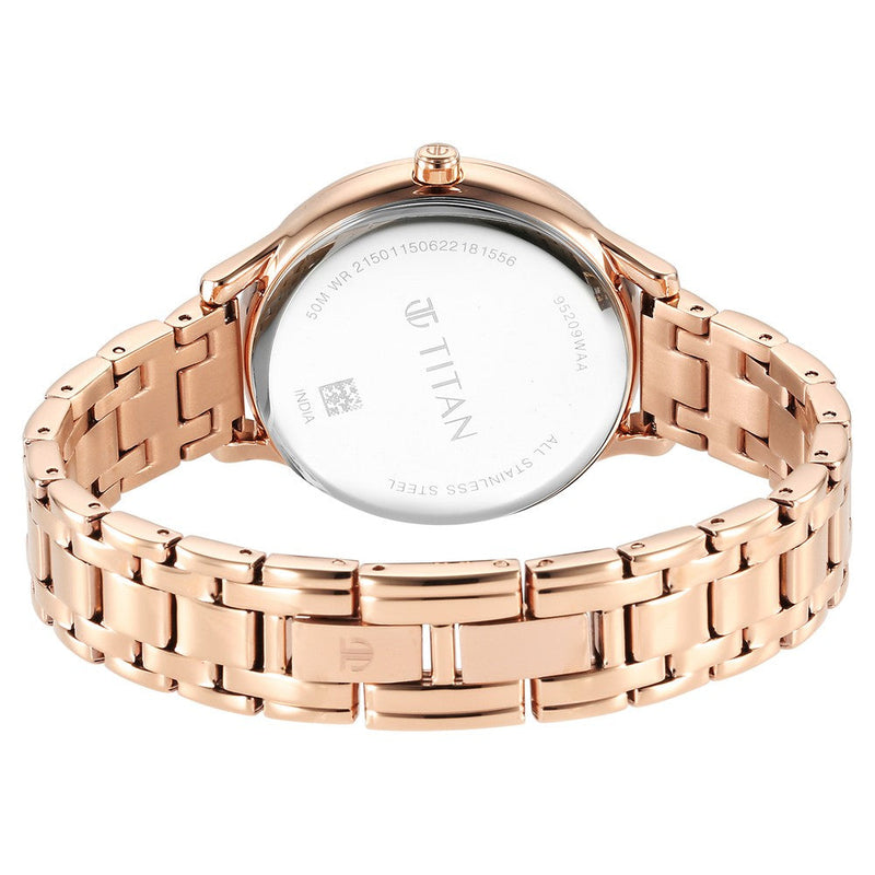 Glitz Rose Gold Dial Stainless Steel Strap Watch for Women